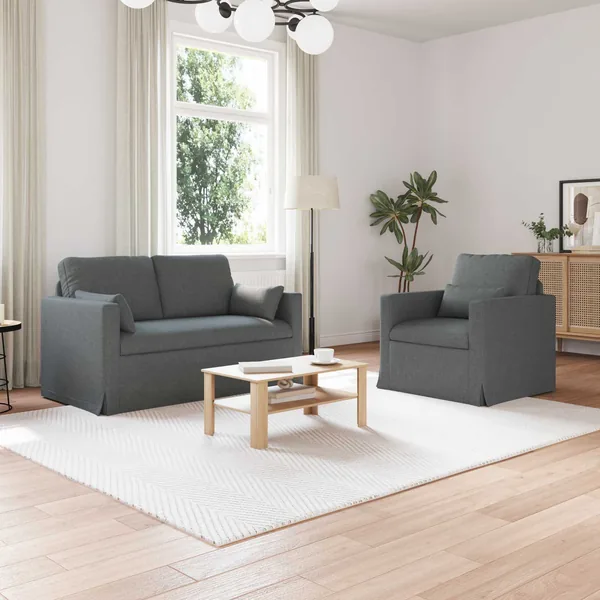 Ensemble de Canapés 2 pcs Gris foncé 139 x 78 x 80 cm tissu