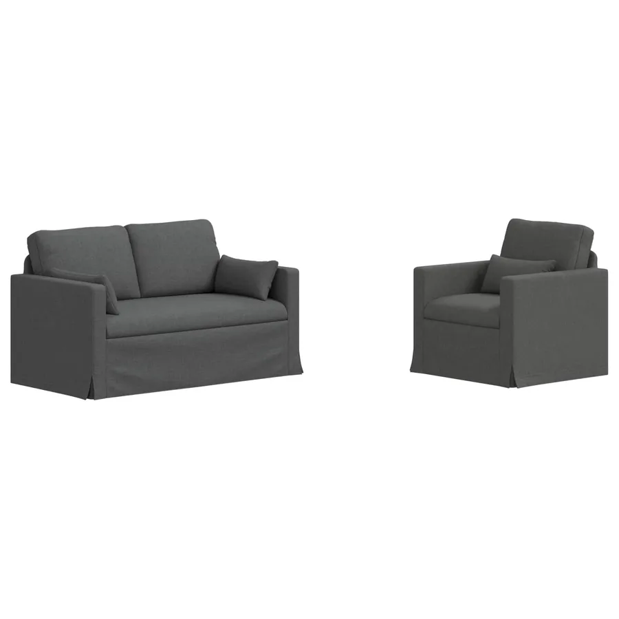 Ensemble de Canapés 2 pcs Gris foncé 139 x 78 x 80 cm tissu - 2