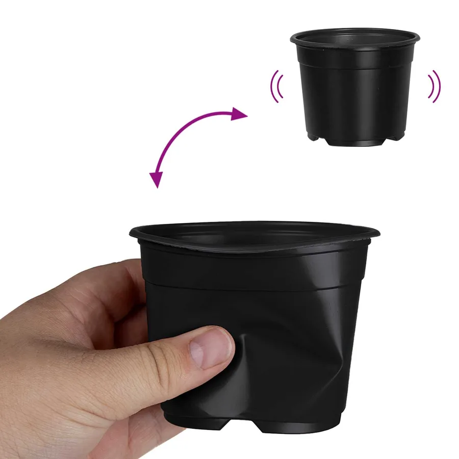 Pot à fleurs rond 200 pcs Noir Ø 10 x 8 cm Plastique - 9