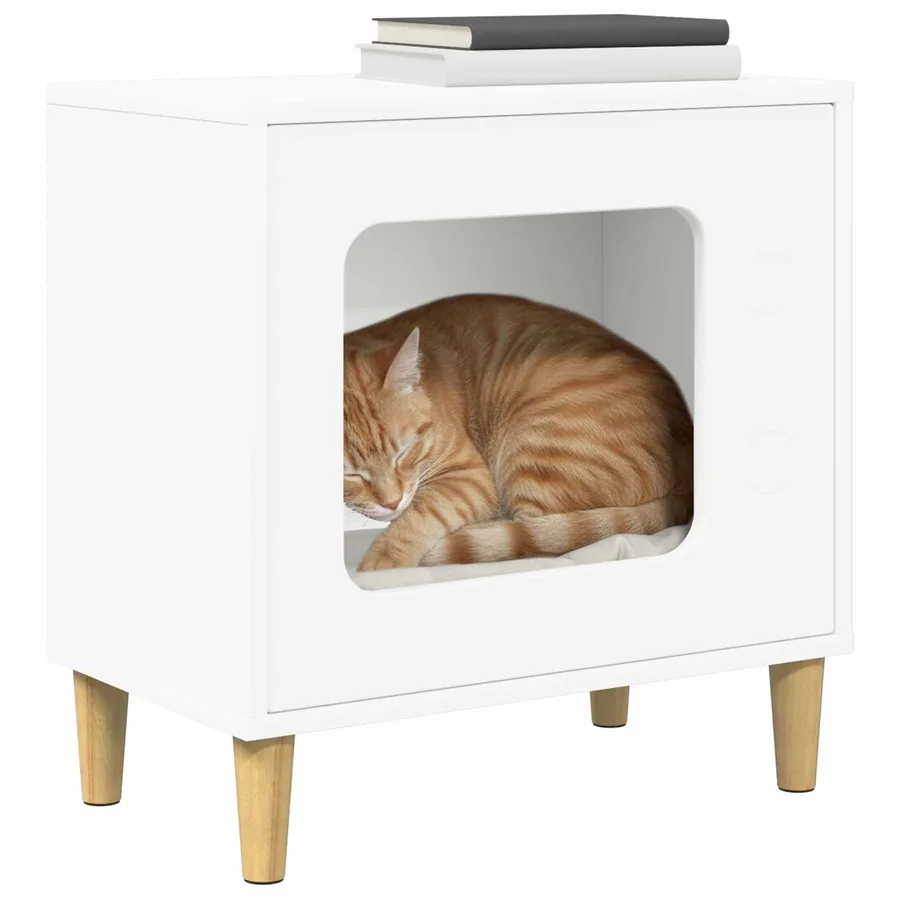 Maison pour chat Blanc 51 x 30 x 52 cm Bois d'ingénierie - 3