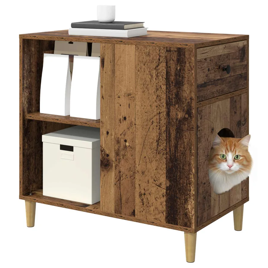 Maison pour chat Bois ancien 72 x 42.5 x 70 cm - 3