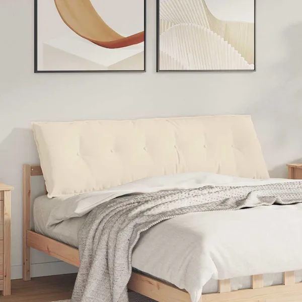 Coussin de Dos Beige 160 x 50 cm Tissu en microfibre