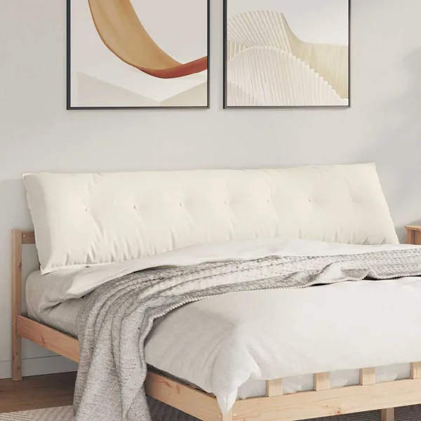 Coussin de Dos Crème 200 x 50 cm Tissu en velours côtelé