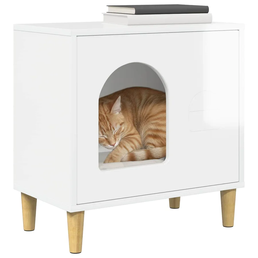 Maison pour chat Blanc Brillant 51 x 30 x 52 cm - 3