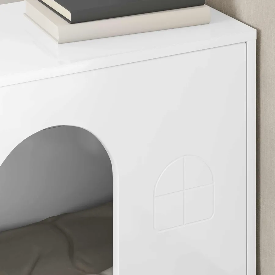 Maison pour chat Blanc Brillant 51 x 30 x 52 cm - 4