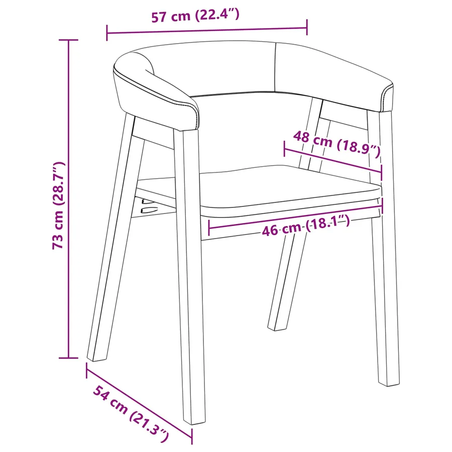 Chaises de salle à manger 2 pcs Blanc 54 x 57 x 73 cm - 11