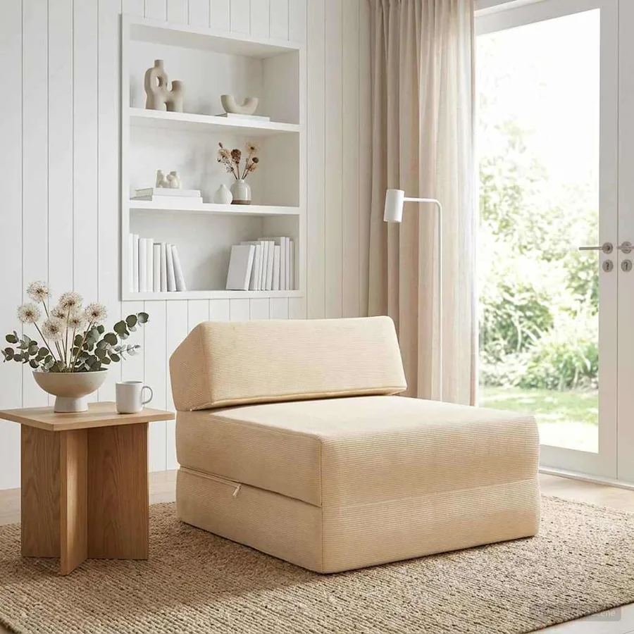 Canapé-lit pliable Crème 60 x 70 x 41 cm Tissu