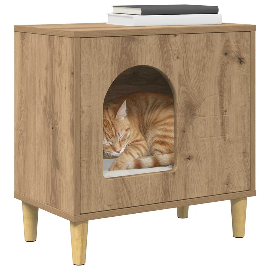 Maison pour chat Chêne artisan 51 x 30 x 52 cm - 3
