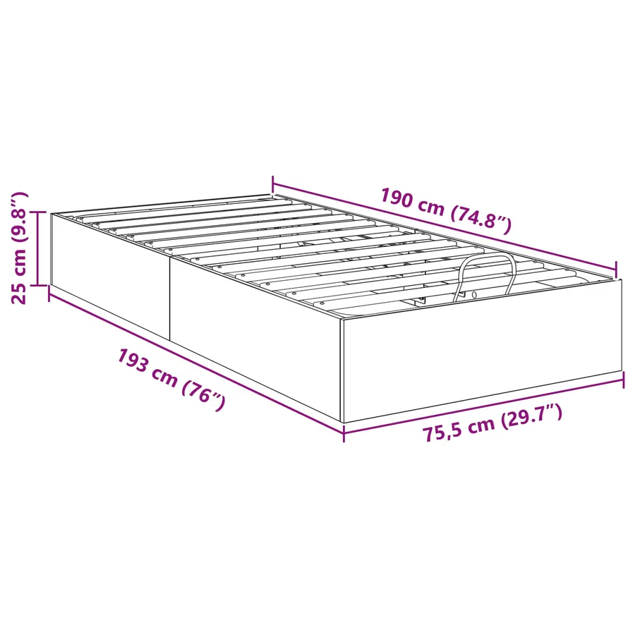 Cadre de lit ottoman Chêne Artisanal 75,5 x 190 cm - 12