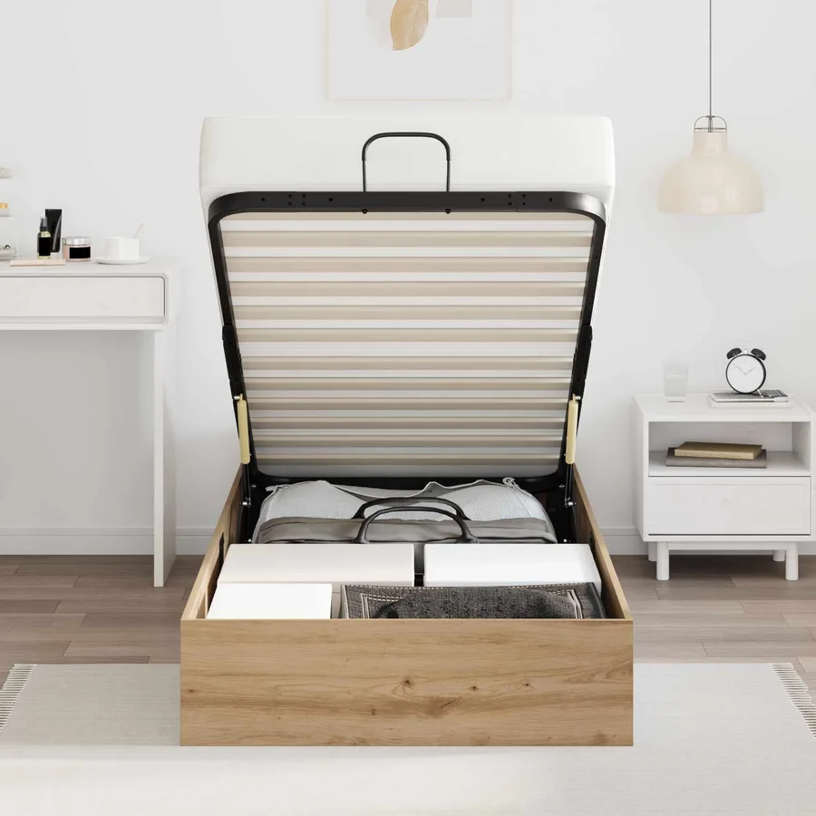 Cadre de lit ottoman Chêne Artisanal 75,5 x 190 cm - 4