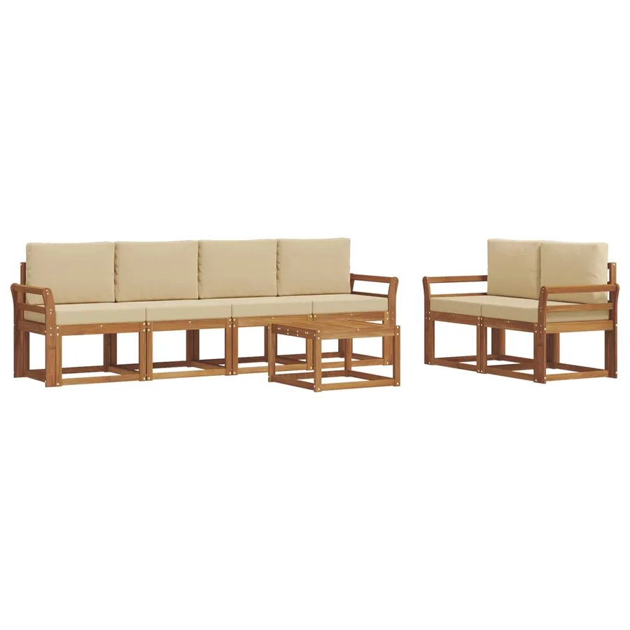 Ensemble de canapés d'extérieur 7 pcs Naturel et Beige - 2