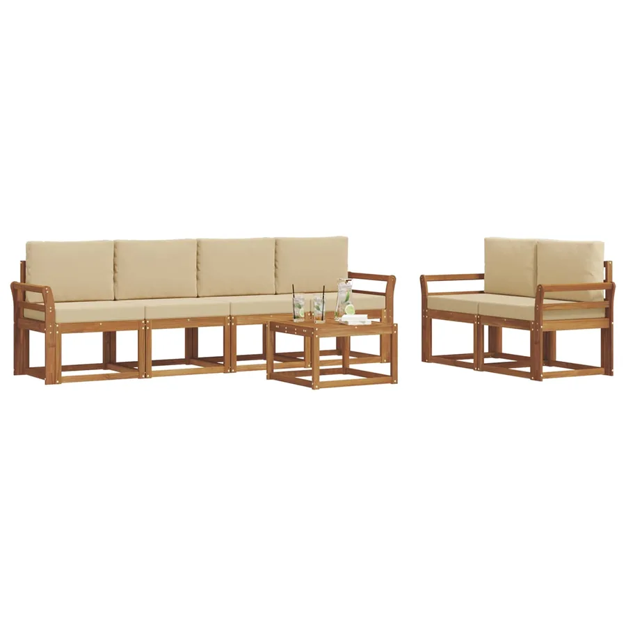 Ensemble de canapés d'extérieur 7 pcs Naturel et Beige - 3