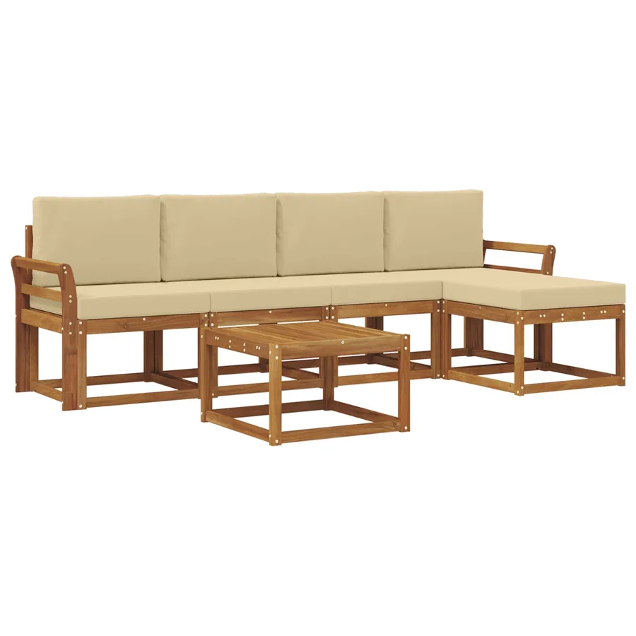 Ensemble de canapés d'extérieur 6 pcs Naturel et Beige - 2