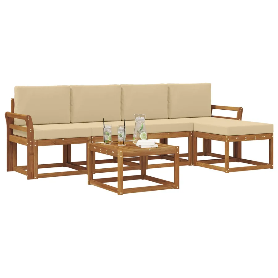 Ensemble de canapés d'extérieur 6 pcs Naturel et Beige - 3