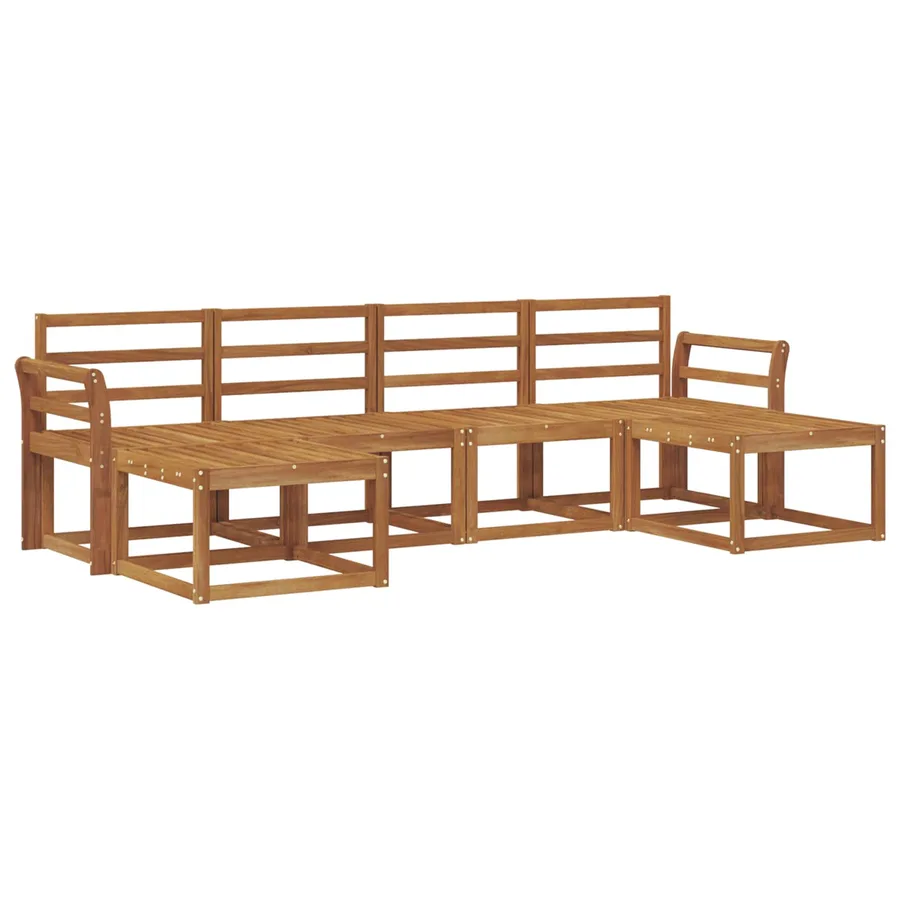 Ensemble de canapés d'extérieur 6 pcs Naturel Bois d'ingénierie - 2