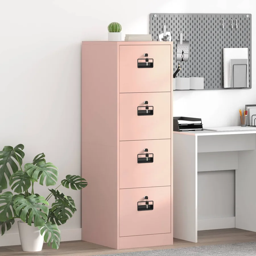 Cabinet de Dossier Rose 44 x 50 x 139 cm Acier Laminé à Froid