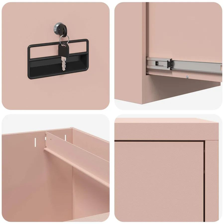 Cabinet de Dossier Rose 44 x 50 x 139 cm Acier Laminé à Froid - 10