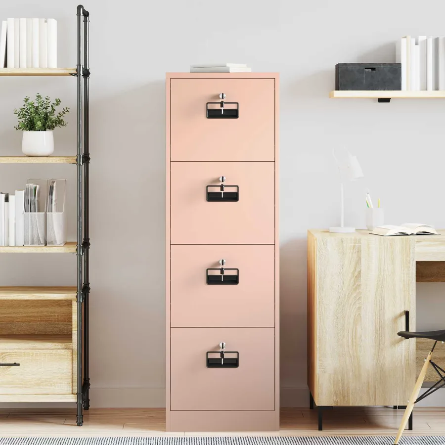 Cabinet de Dossier Rose 44 x 50 x 139 cm Acier Laminé à Froid - 4