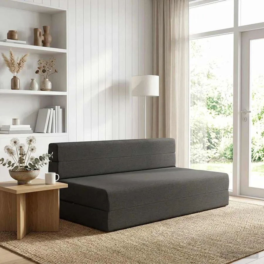 Canapé-lit pliable Gris foncé 152 x 86,5 x 60 cm Tissu
