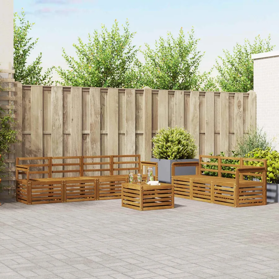 Ensembles de canapés 8 pcs Naturel Bois d'Acacia Massif