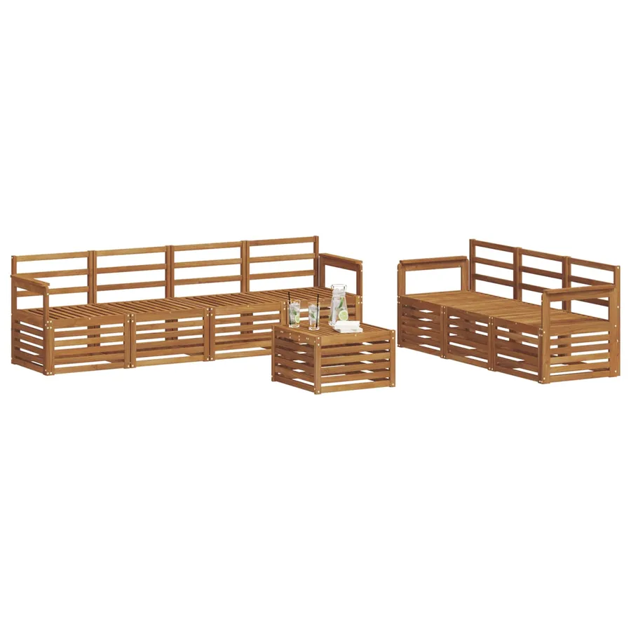 Ensembles de canapés 8 pcs Naturel Bois d'Acacia Massif - 3