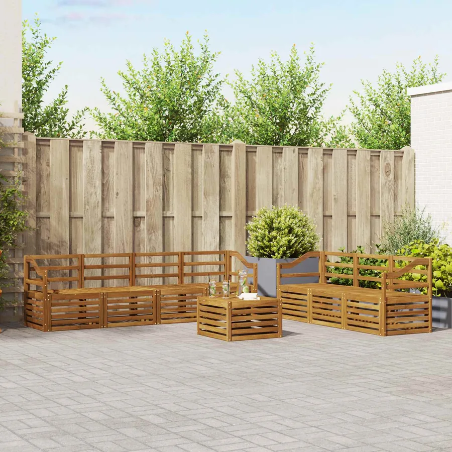 Ensembles de canapés 8 pcs Naturel Bois d'Acacia Massif