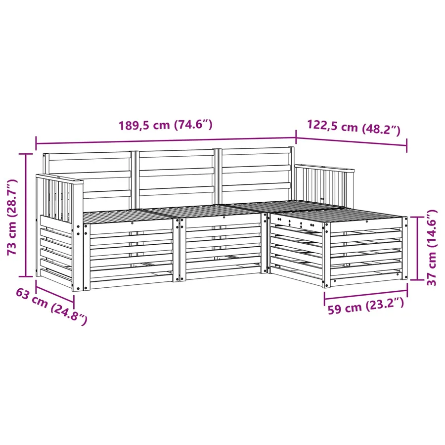 Ensemble de canapés d'extérieur 4 pcs Naturel - 8