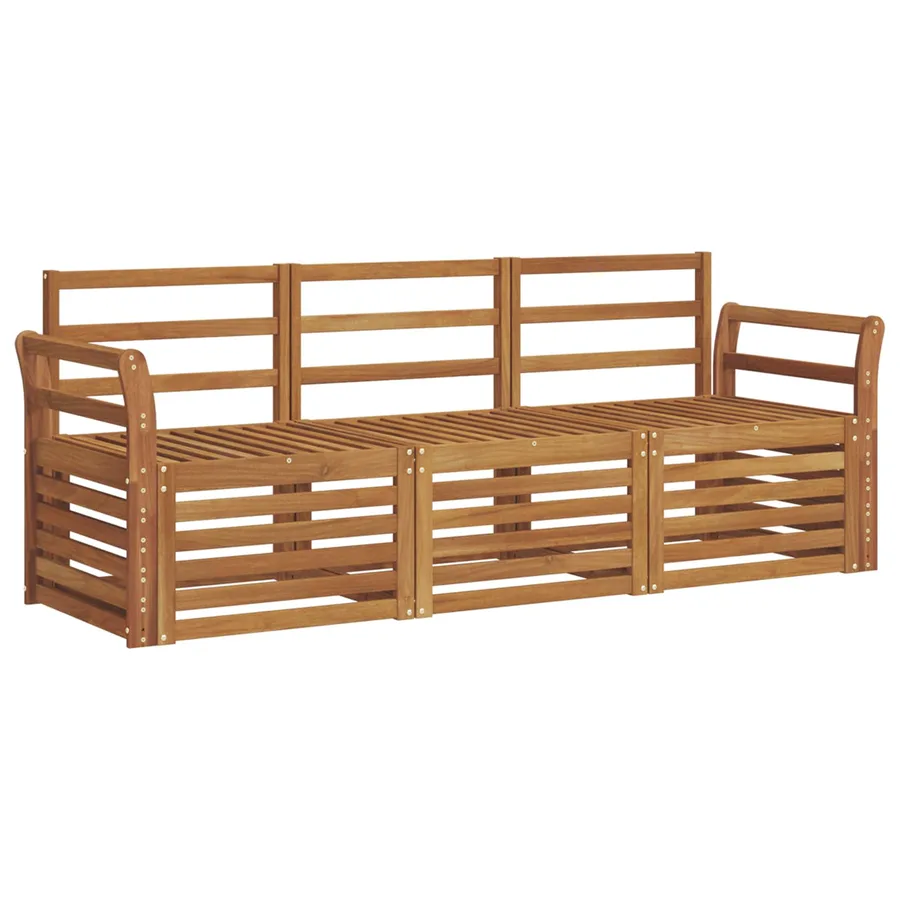 Ensembles de canapés 3 pcs Naturel Bois d'Acacia Massif - 2