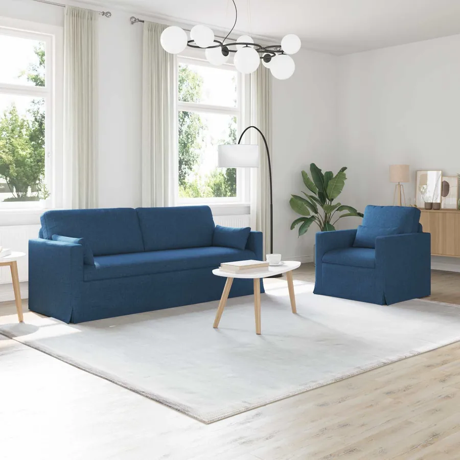 Ensemble de Canapés 2 pcs Bleu 198 x 78 x 80 cm tissu