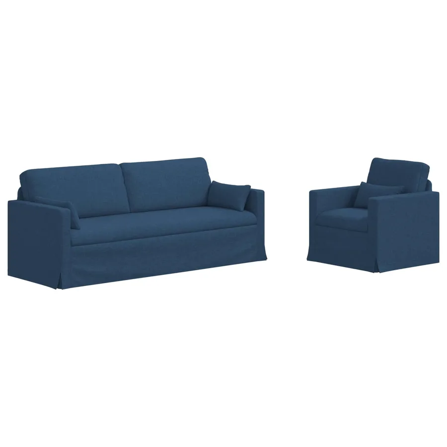 Ensemble de Canapés 2 pcs Bleu 198 x 78 x 80 cm tissu - 2