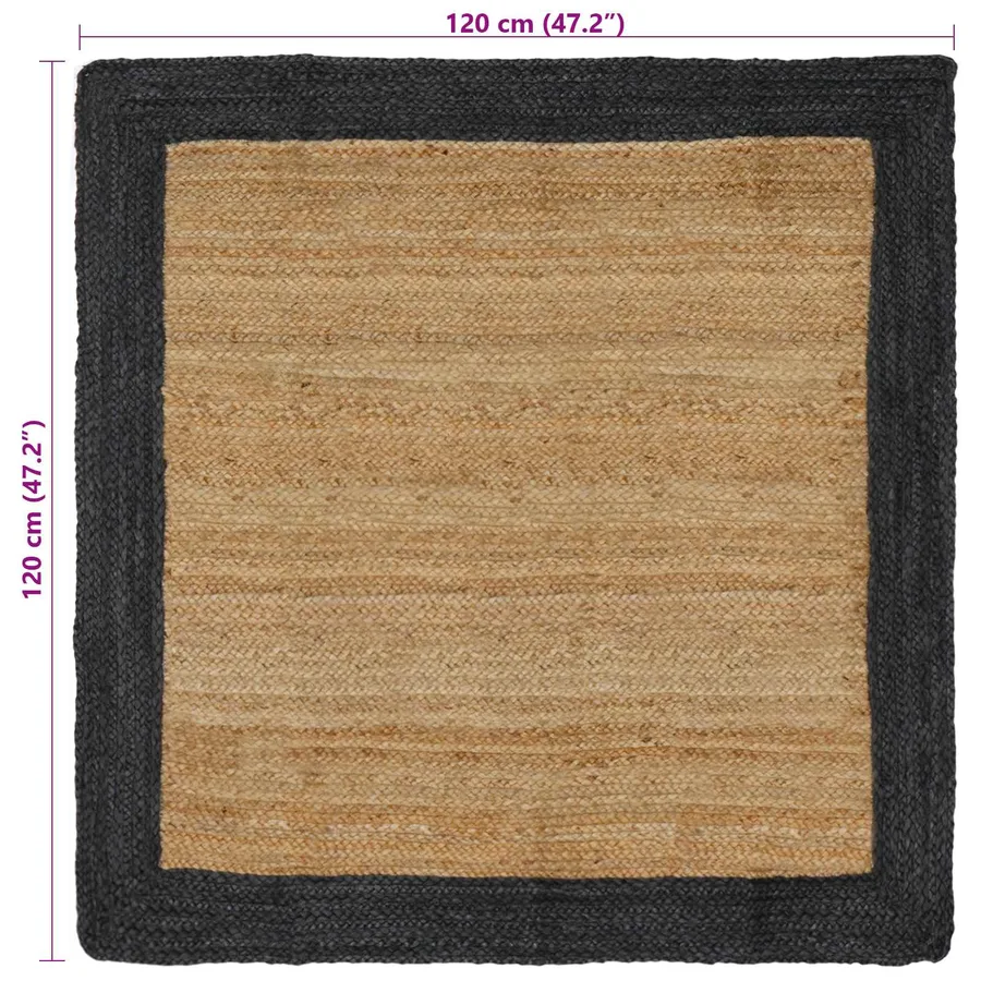 Tapis de surface Gris foncé 120 x 120 cm Jute - 8