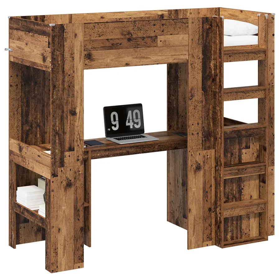 Cadre de lit superposé avec bureau Bois ancien 75 x 190 cm - 2