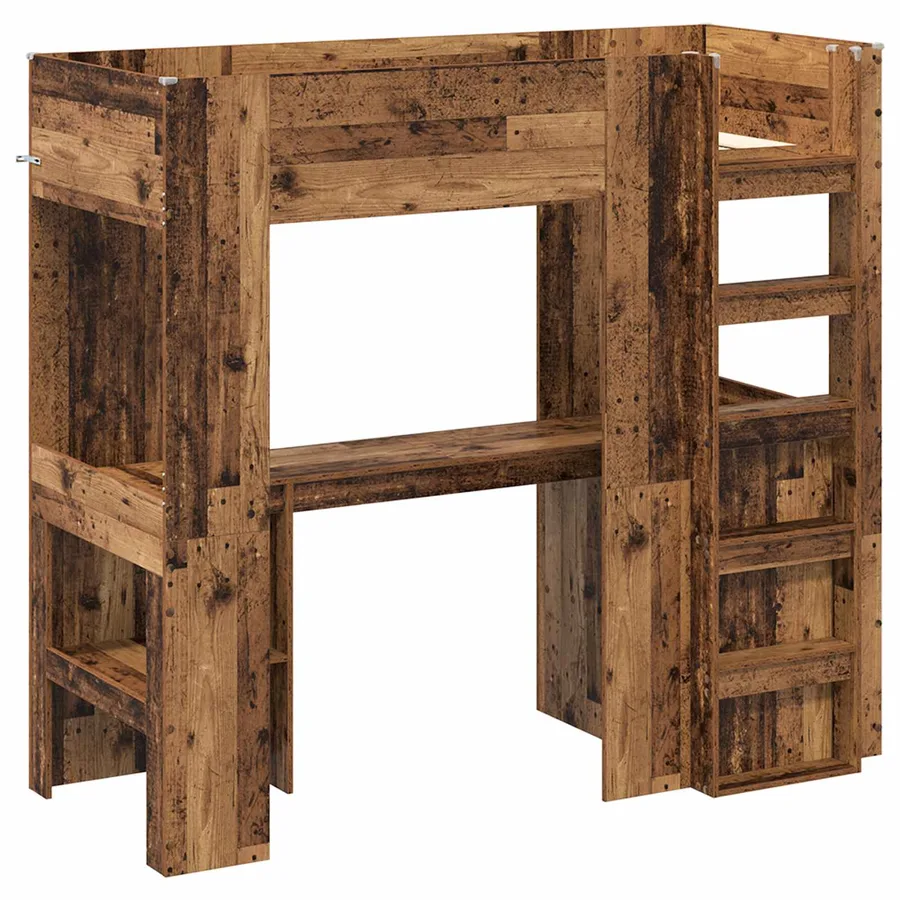 Cadre de lit superposé avec bureau Bois ancien 75 x 190 cm - 4