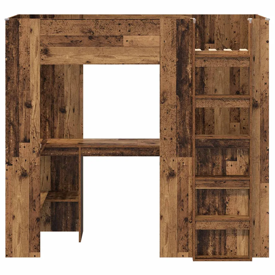 Cadre de lit superposé avec bureau Bois ancien 75 x 190 cm - 5