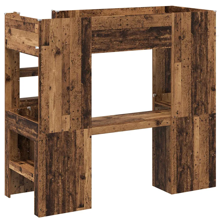 Cadre de lit superposé avec bureau Bois ancien 75 x 190 cm - 7