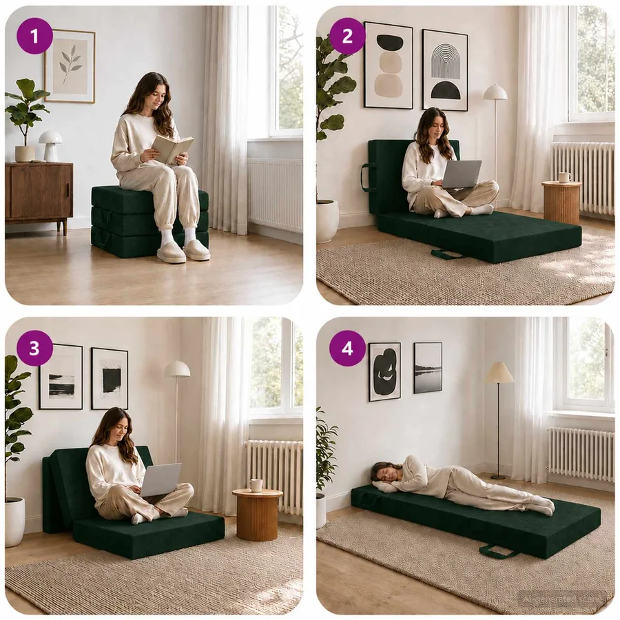 Canapé-lit pliable 75 x 67 x 45 cm Vert foncé - 9