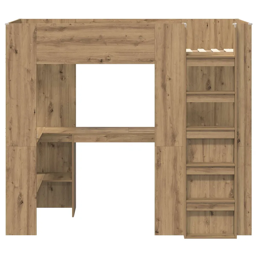 Cadre de lit superposé avec bureau Chêne artisanal 80 x 200 cm - 5