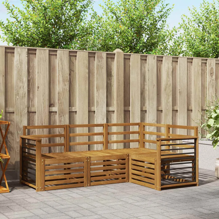 Ensembles de canapés 4 pcs Naturel Bois d'Acacia Massif
