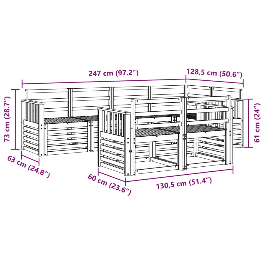 Ensemble de canapés d'extérieur 7 pcs Naturel Polyester - 7