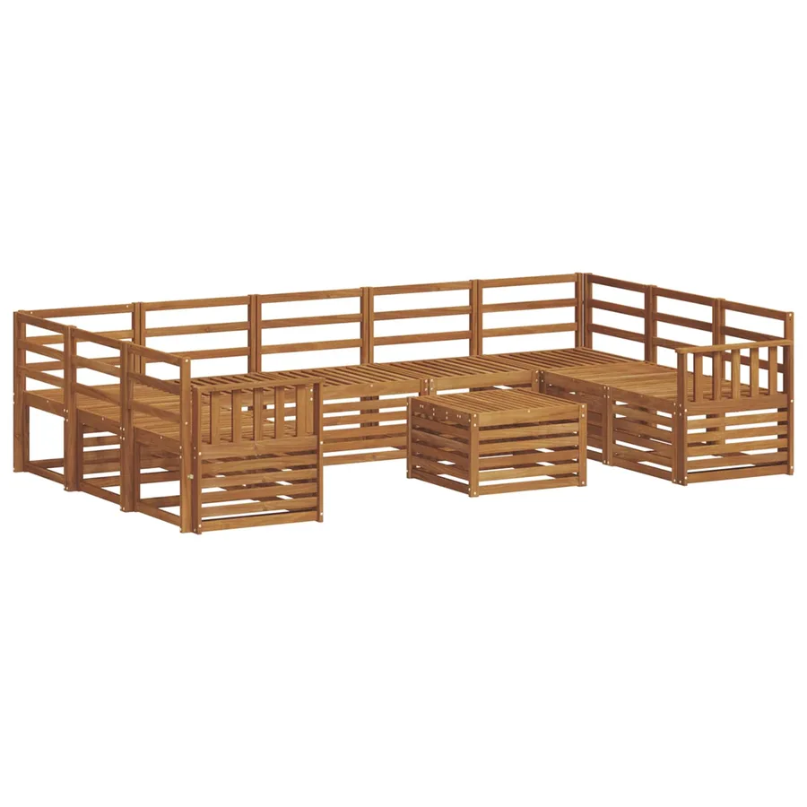 Ensembles de canapés 10 pcs Naturel Bois d'Acacia Massif - 2