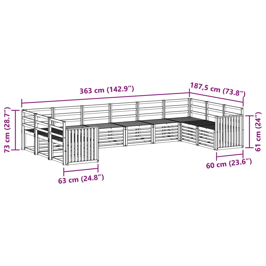 Ensemble de canapé d'angle 10 pcs Naturel - 8