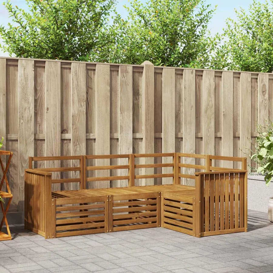 Ensembles de canapés 4 pcs Naturel Bois d'Acacia Massif
