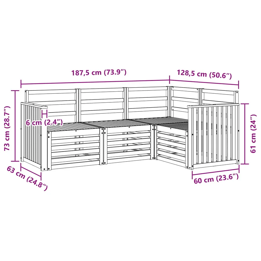 Ensembles de canapés 4 pcs Naturel Bois d'Acacia Massif - 7