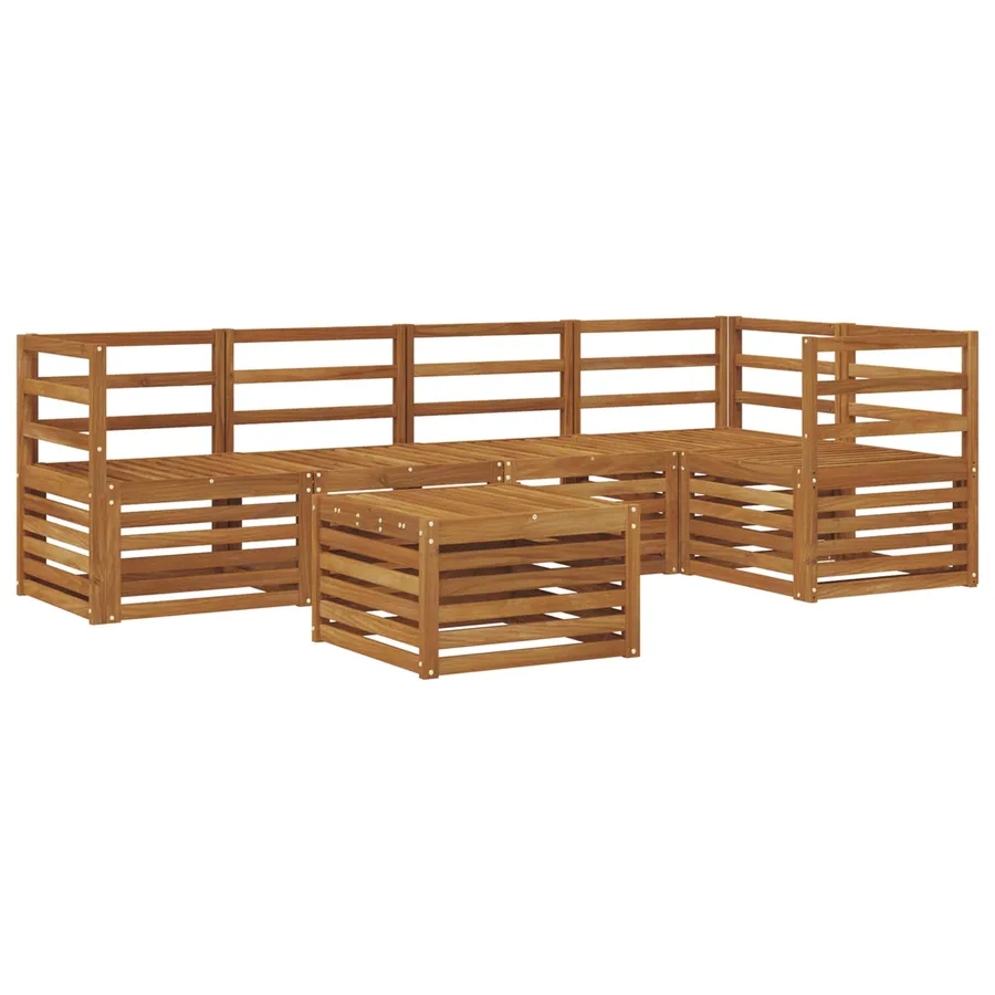Ensemble de canapé d'angle 6 pcs Naturel Bois d'Acacia Massif - 2