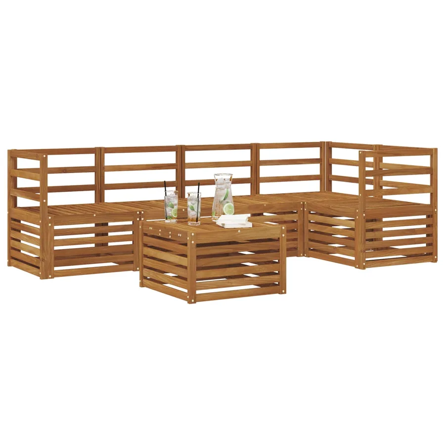 Ensemble de canapé d'angle 6 pcs Naturel Bois d'Acacia Massif - 3