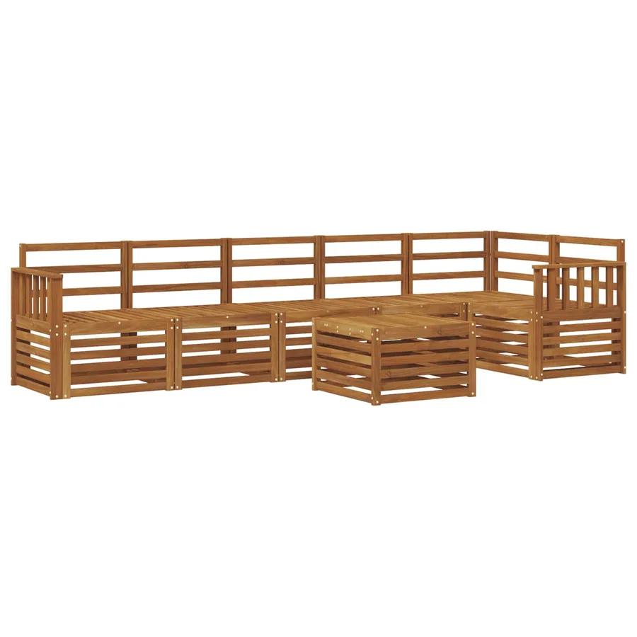 Ensemble de canapé d'angle 7 pcs Naturel Bois d'Acacia Massif - 2