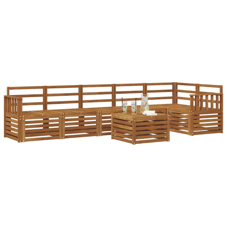 Ensemble de canapé d'angle 7 pcs Naturel Bois d'Acacia Massif - 3