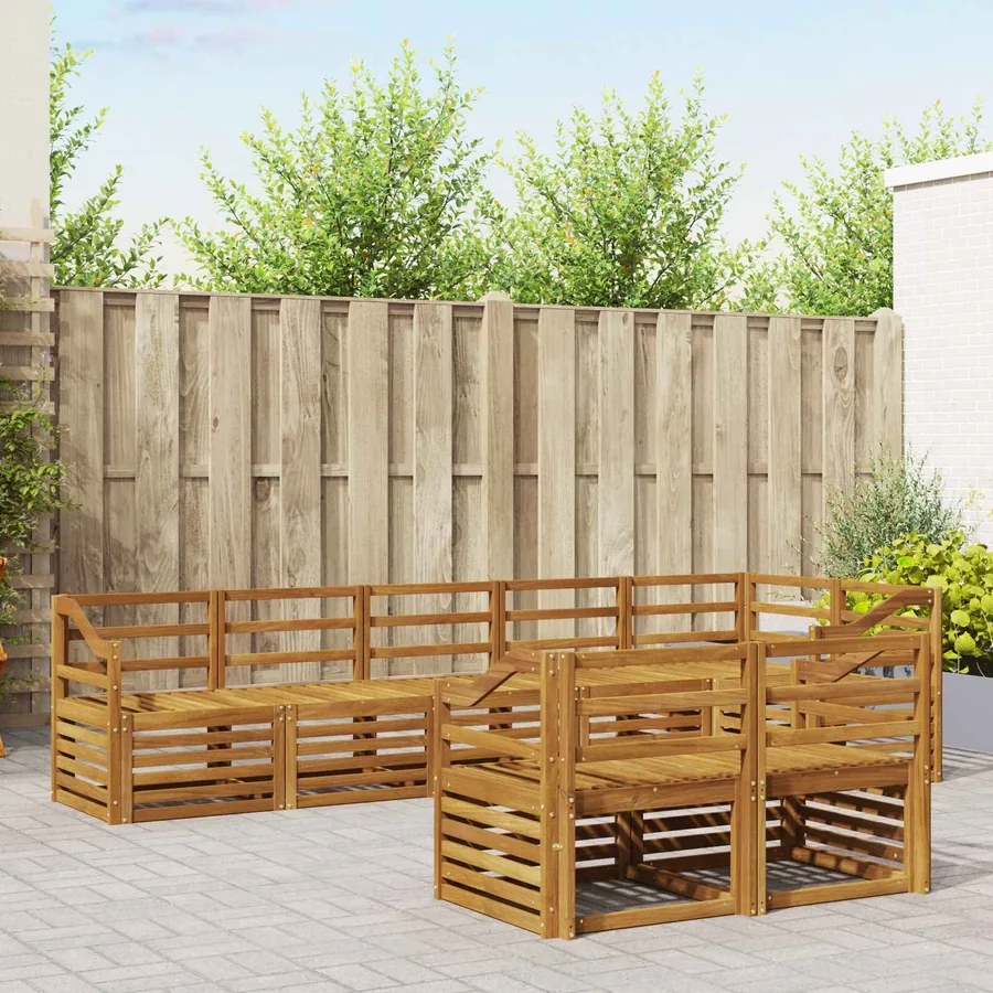 Ensembles de canapés 8 pcs Naturel Bois d'Acacia Massif