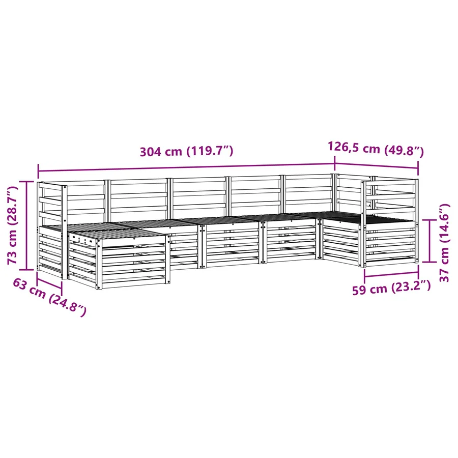 Ensemble de canapé d'angle 7 pcs Naturel Bois d'Acacia Massif - 10