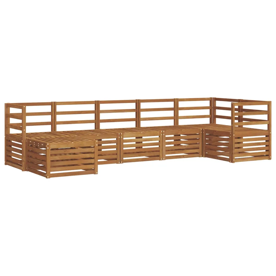 Ensemble de canapé d'angle 7 pcs Naturel Bois d'Acacia Massif - 2